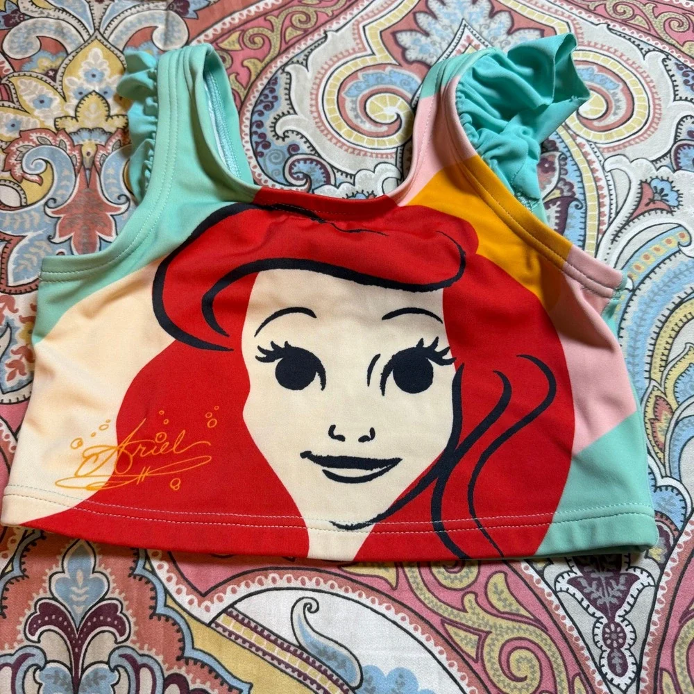 Hanna Andersson Disney Ariel Little Mermaid 2pc Swimsuit Mint Green Girls Size 4